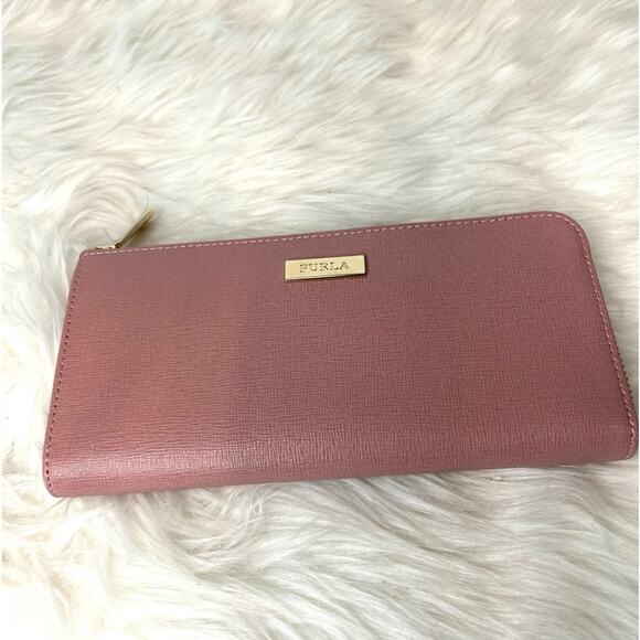 Furla Pink leather classic zippered wallet New with tag - Picture 2 of 11